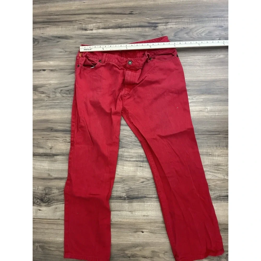 Robin's Jean‎ Men's Straight Fit Jeans Size 42 Red Rhinestone Back Pocket Flap